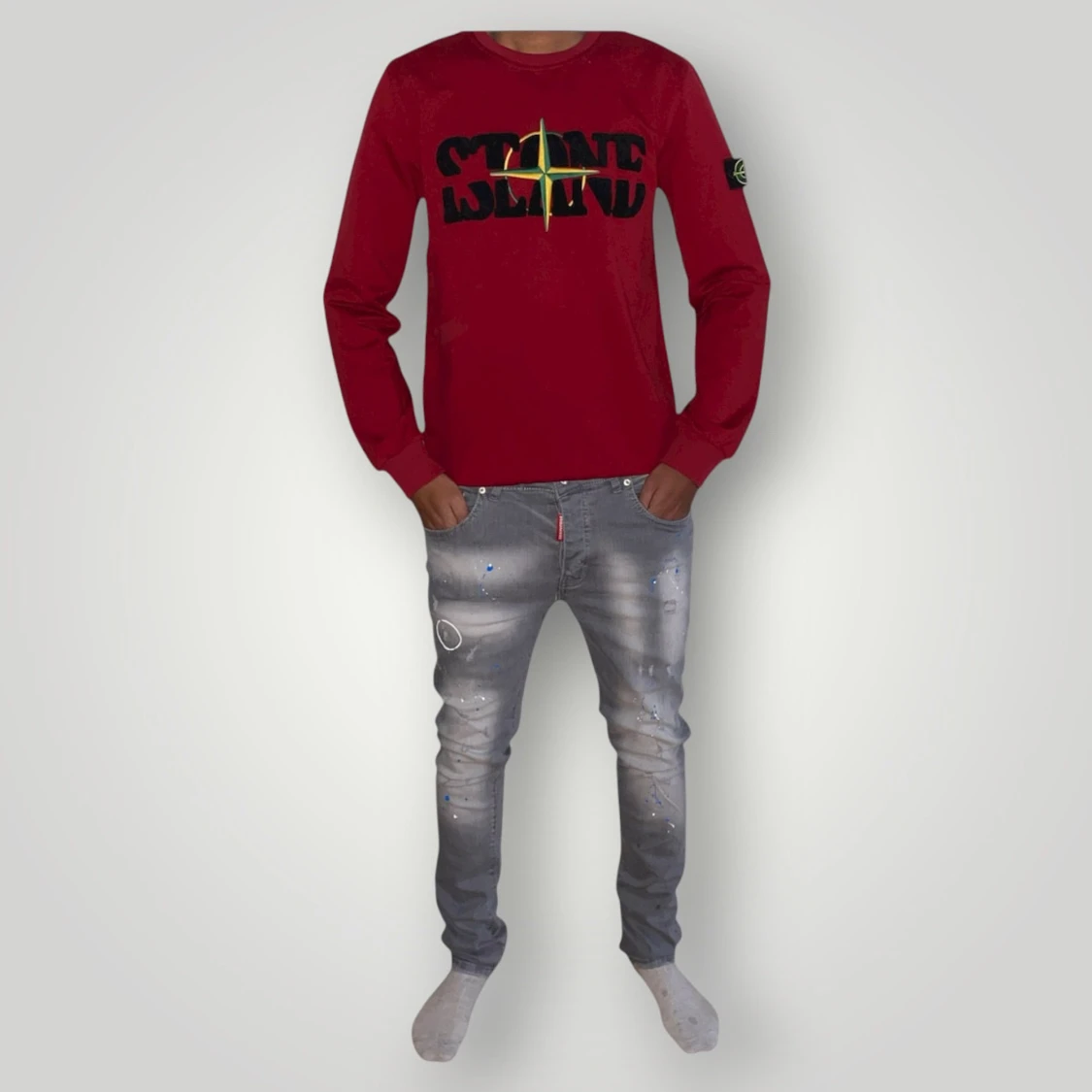 Stone Island tröja strl M röd