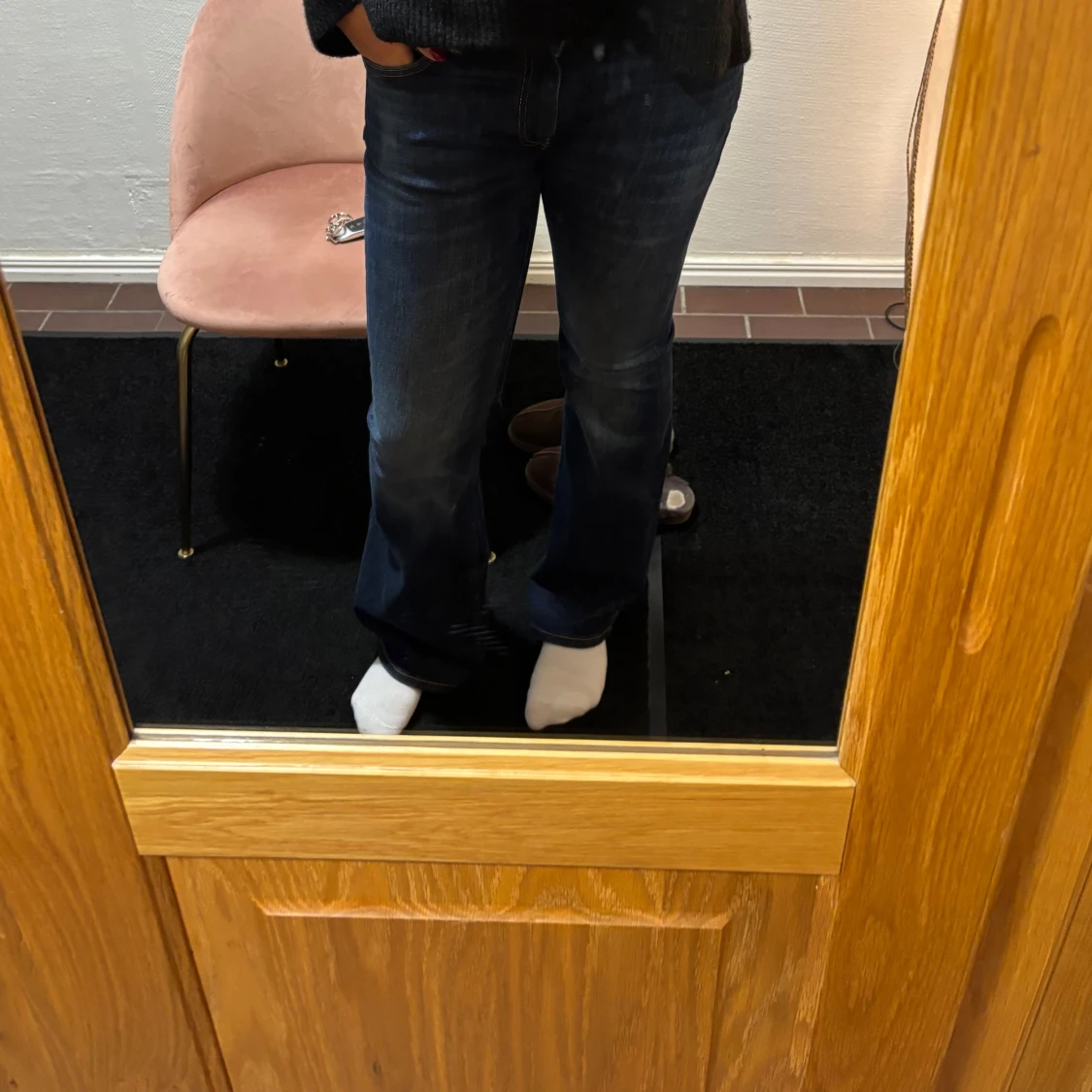 Mörkblå bootcut jeans  - 1