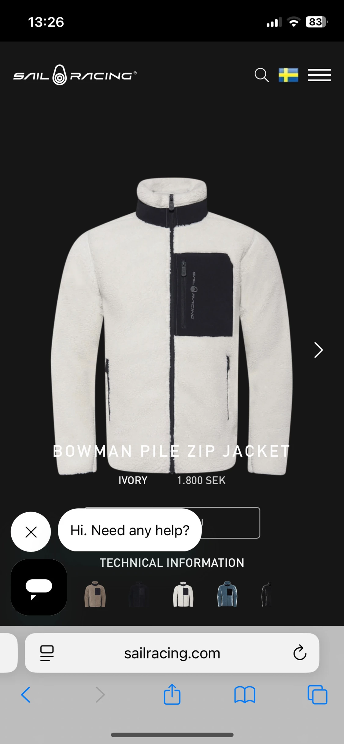 Vit teddyjacka från Sail Racing