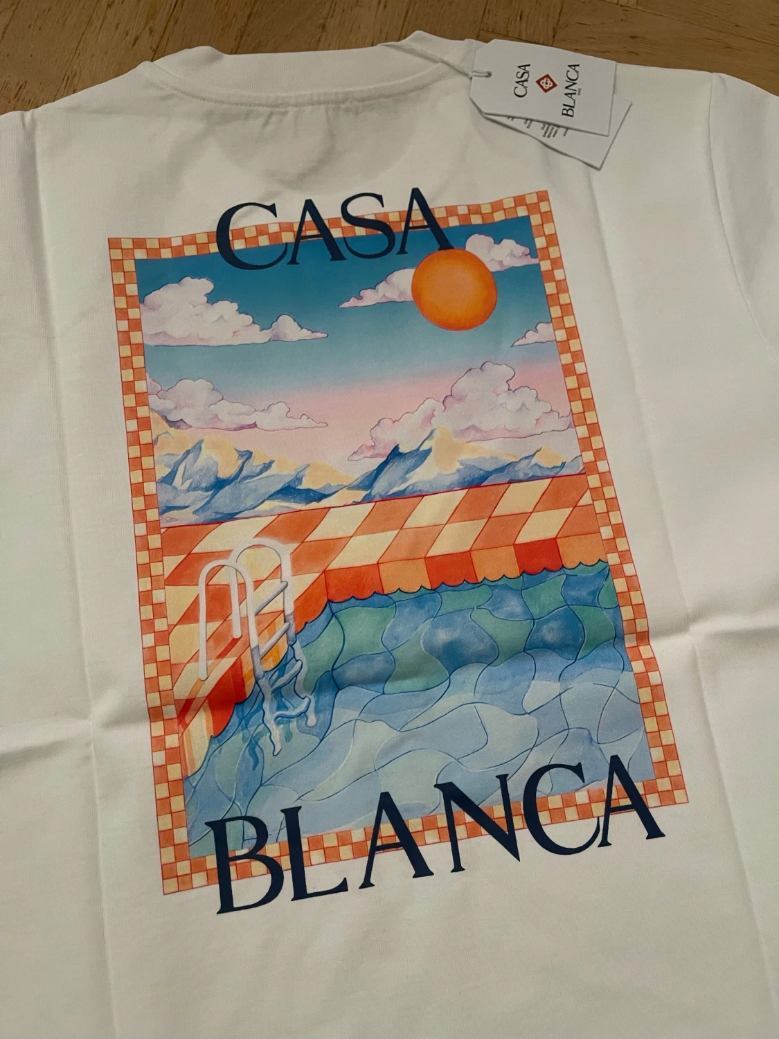 Vit Casa Blanca t-shirt med tryck - 5