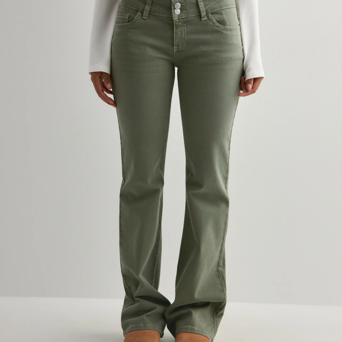 Gröna lågmidjade bootcut jeans - 1