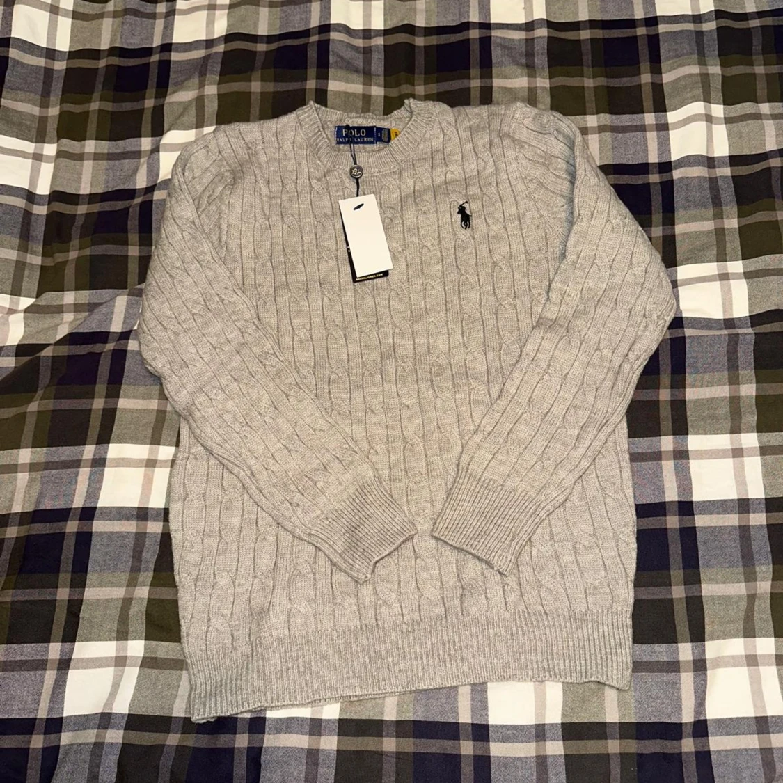 Grå kabelstickad tröja Polo Ralph Lauren