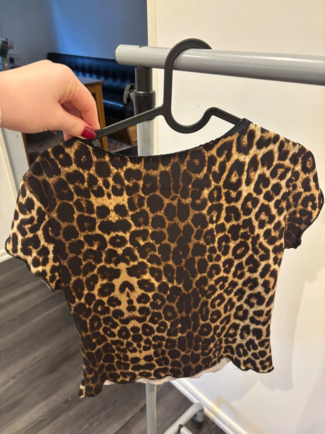 Leopardmönstrad blus med rosett - 1