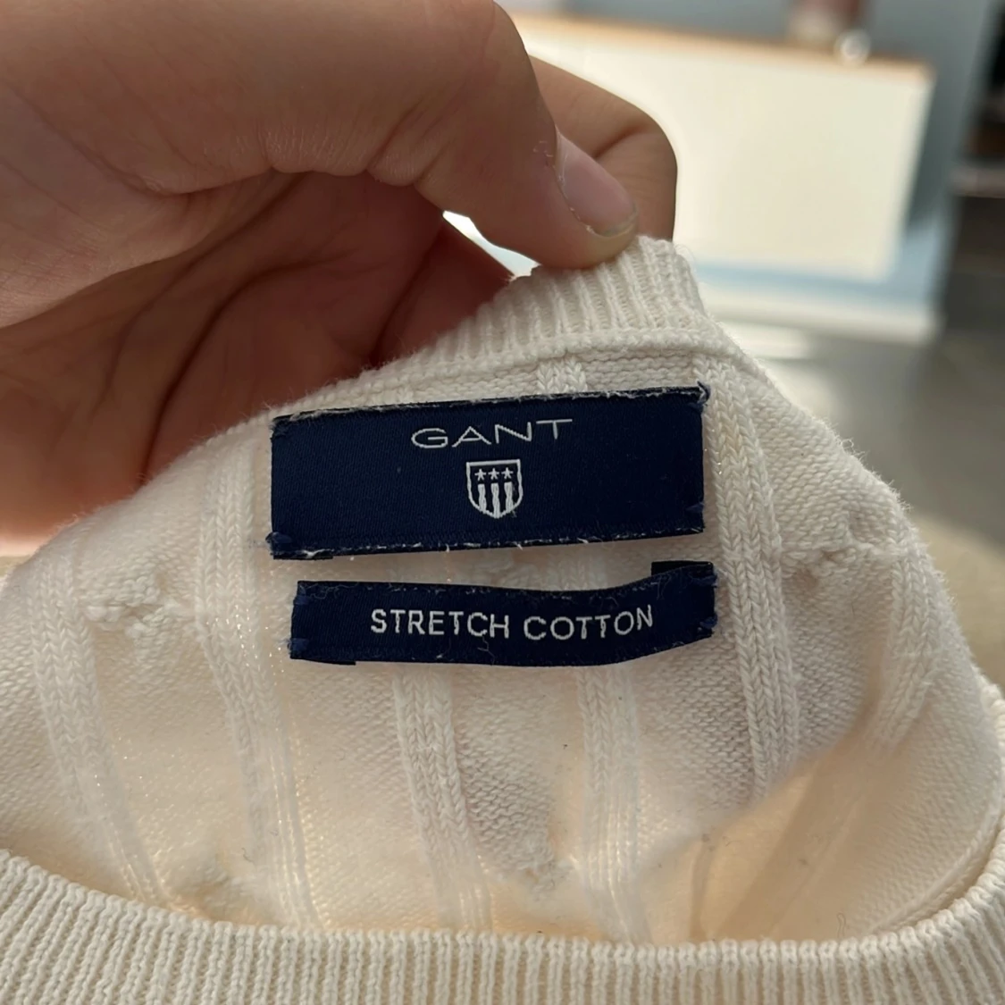 Vit kabelstickad tröja från Gant XS - 2