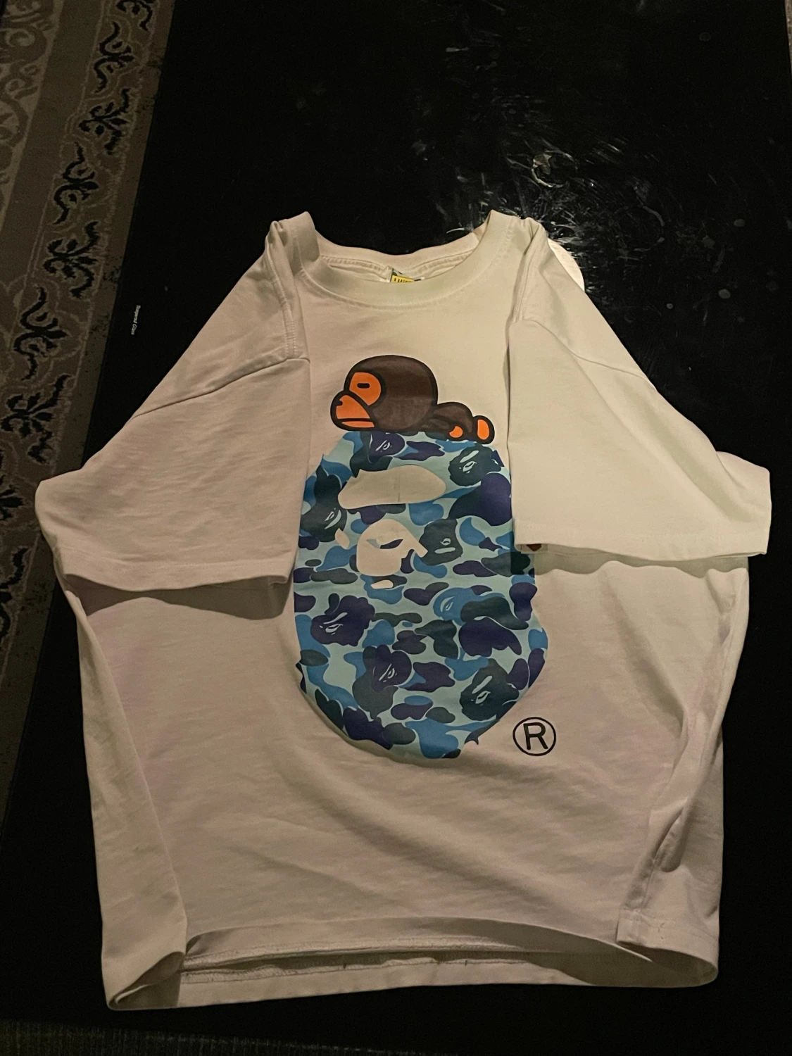 A Bathing Ape vit t-shirt med tryck