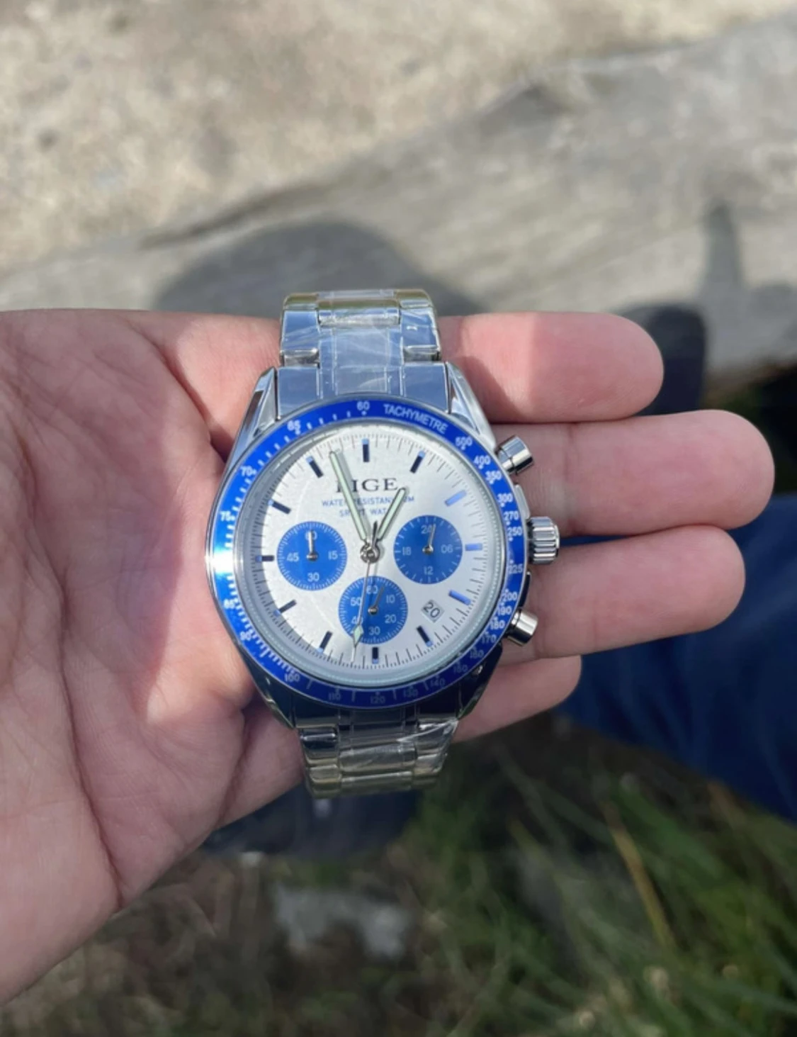 LIGE silverfärgad kronografklocka - 4