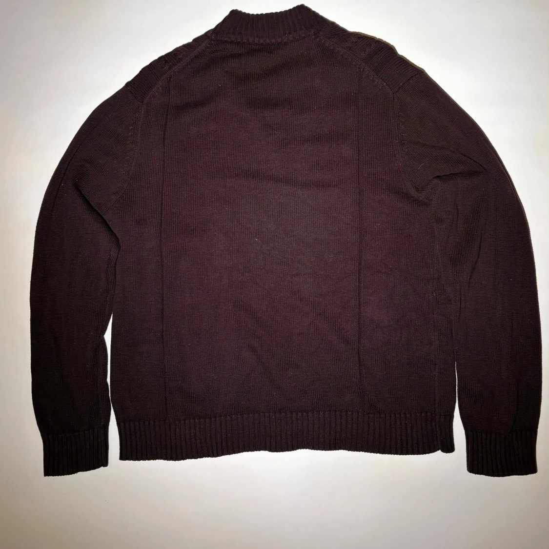 Vinröd stickad tröja med half zip - 1