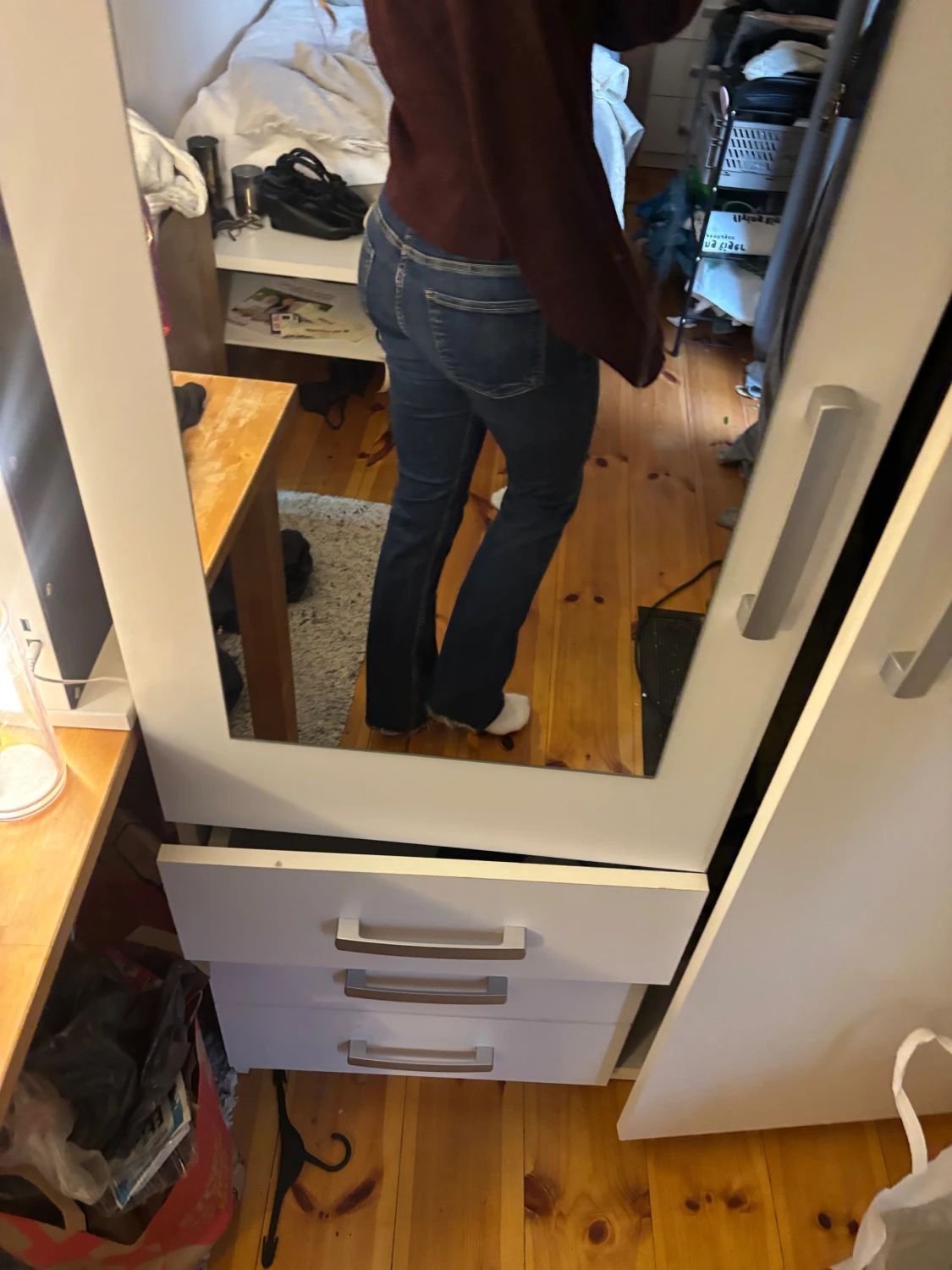 Blå bootcut jeans låg midja - 1