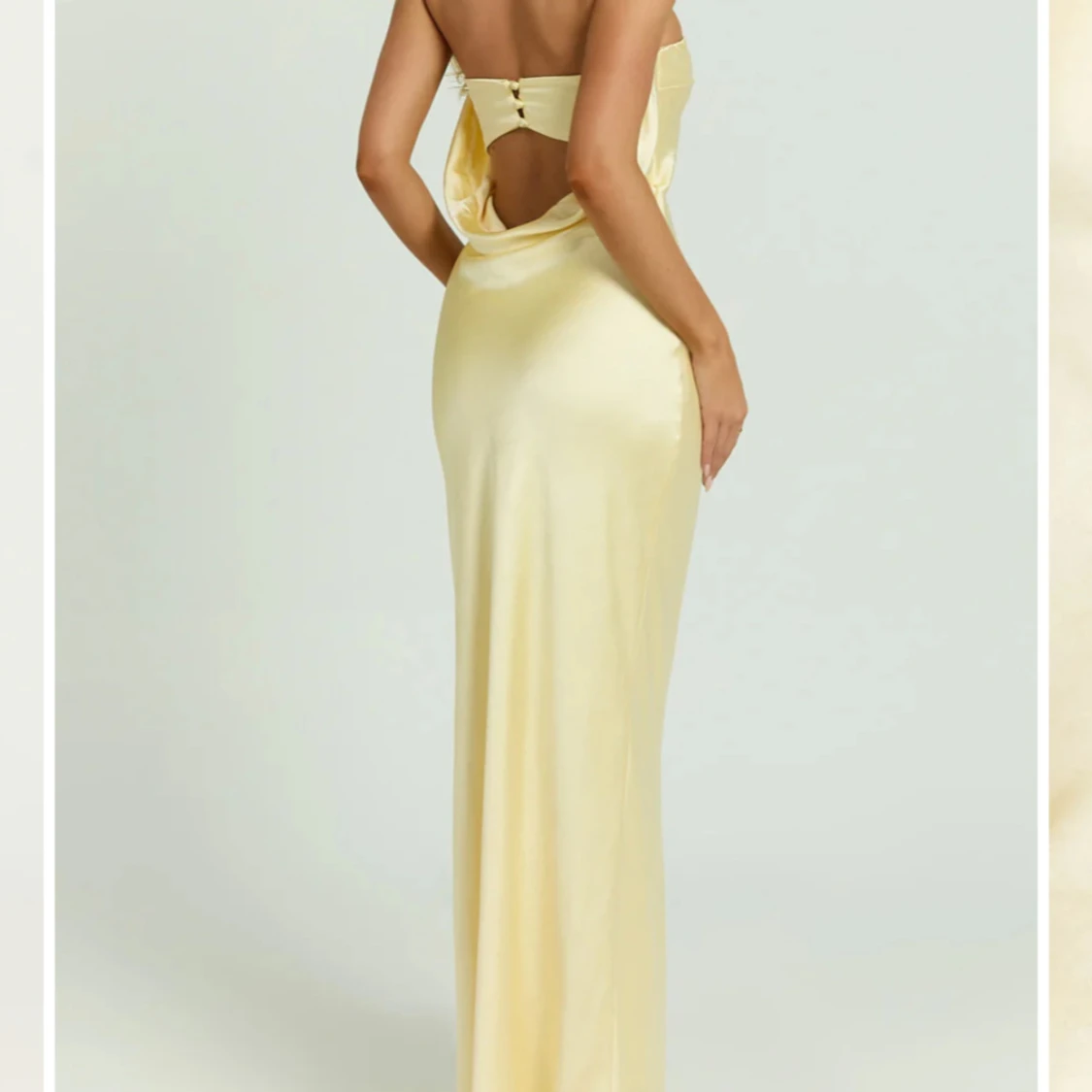 Gul långklänning i satin - 2