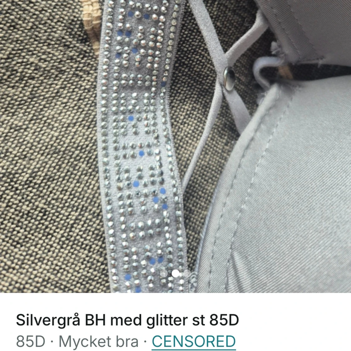Silvergrå glittrig BH 85D - 1