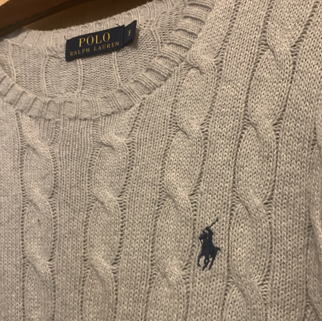 Ljusgrå kabelstickad tröja Polo Ralph Lauren - 3