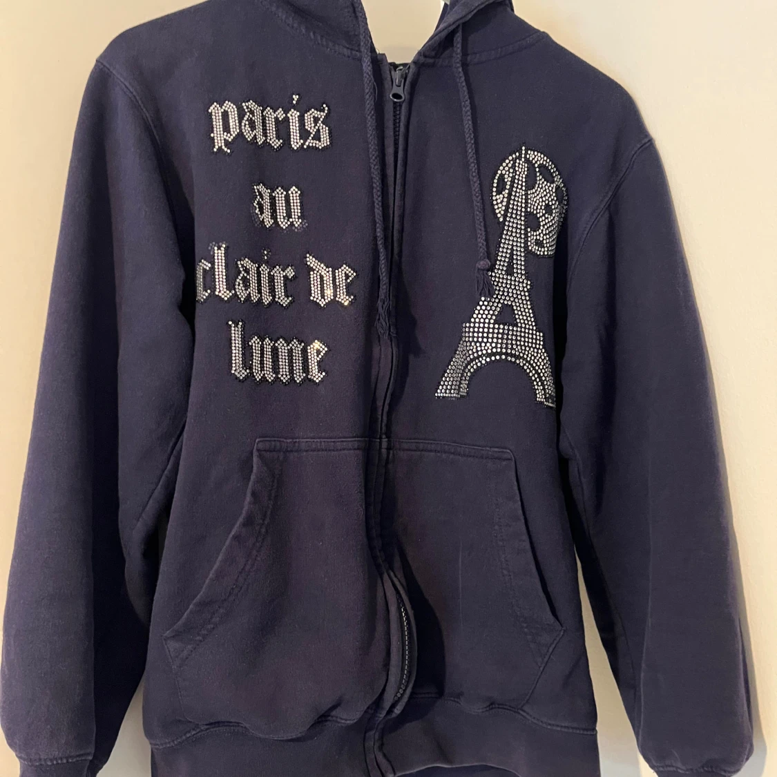 Mörkblå bling lucid Paris hoodie