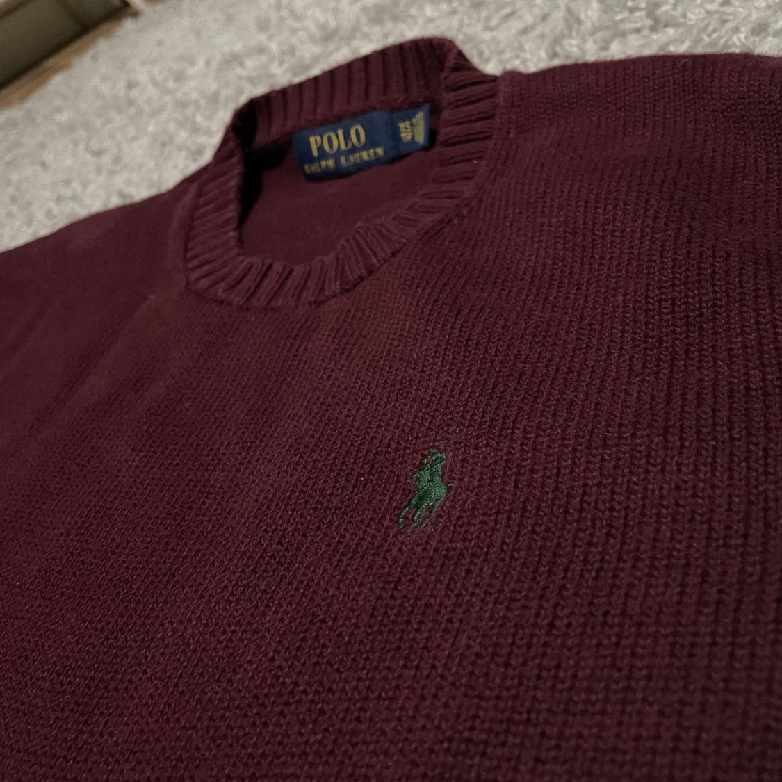 Vinröd stickad tröja Ralph Lauren - 4