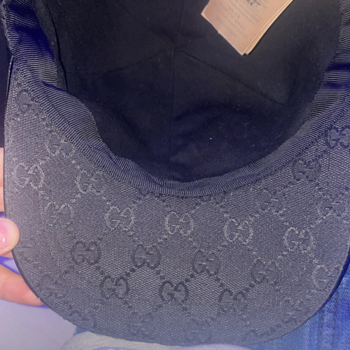 Svart Gucci keps med GG-mönster - 3