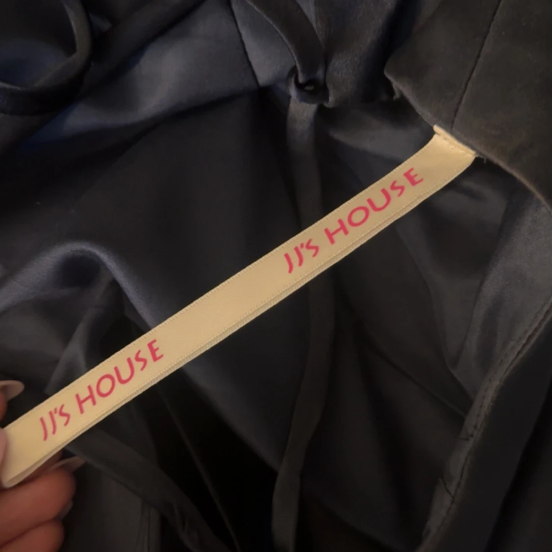 Blå balklänning med slits - 4