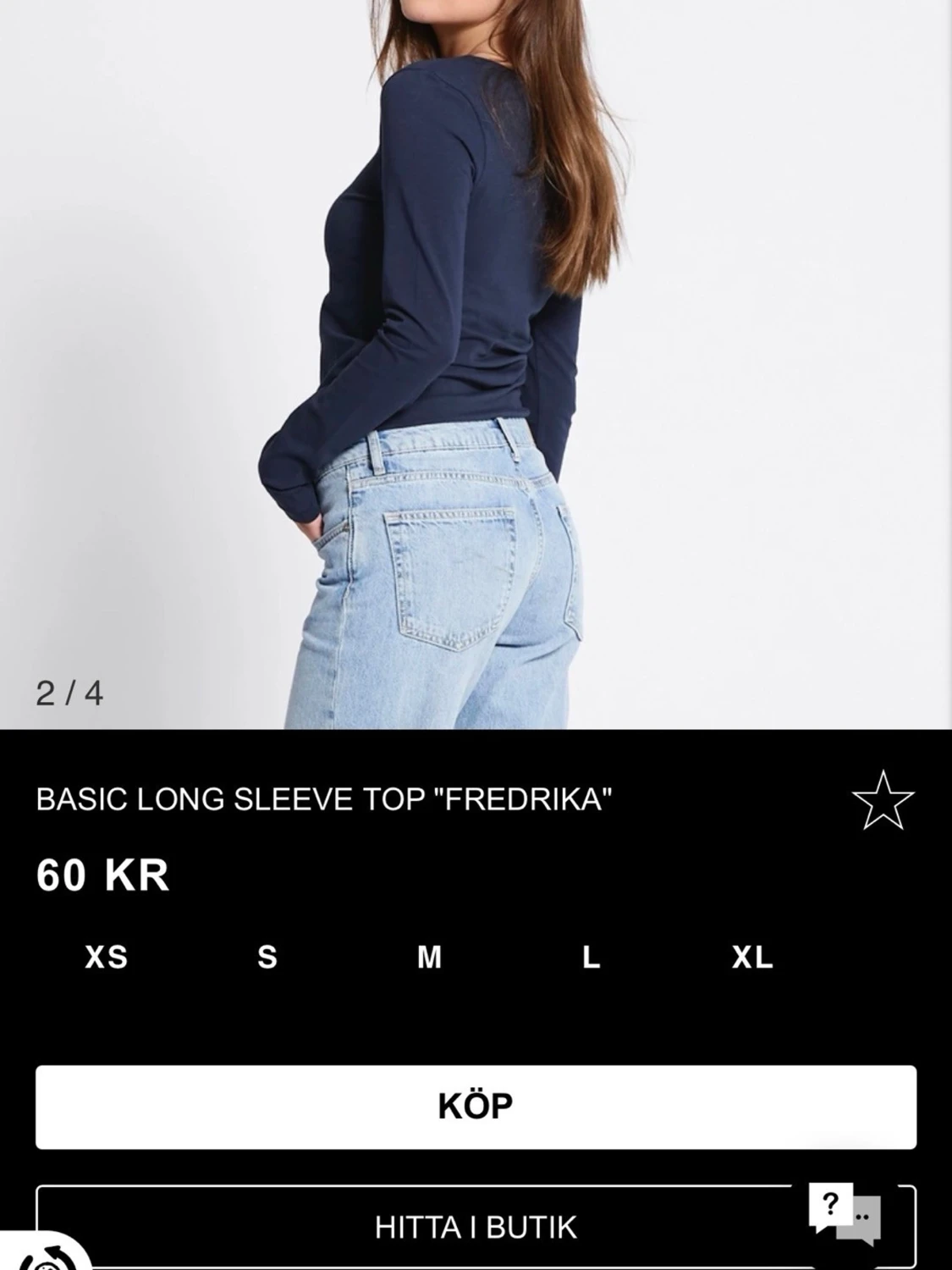 Mörkblå basic långärmad topp - 2