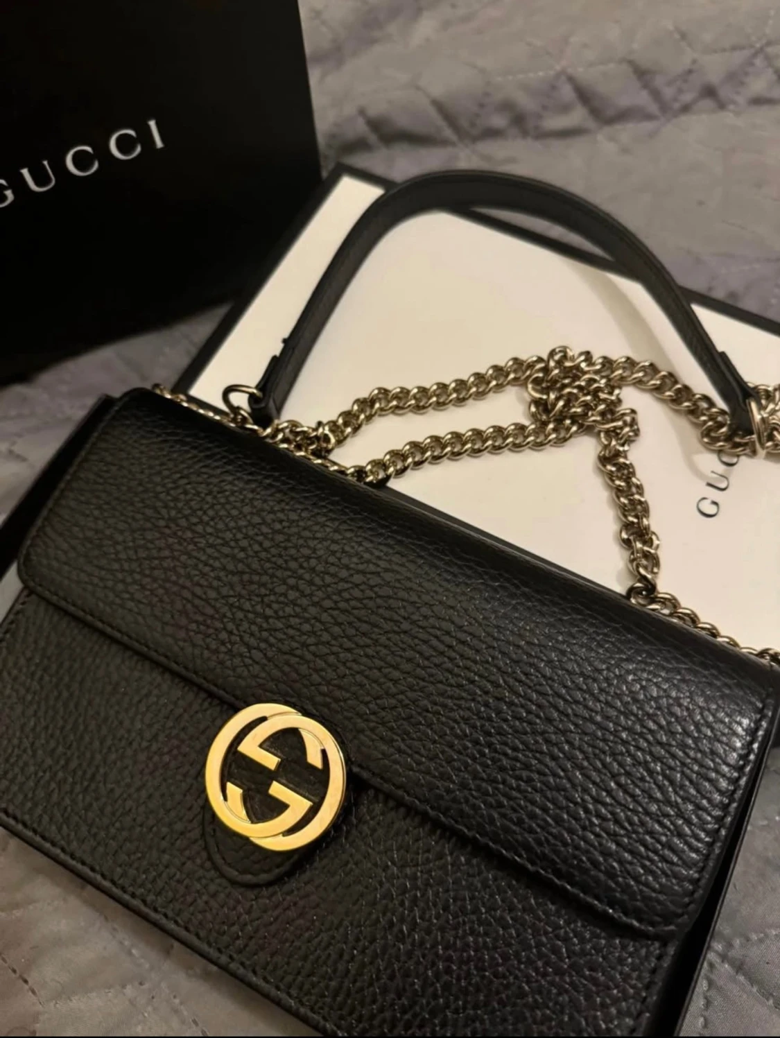 Svart Gucci axelväska i skinn - 3