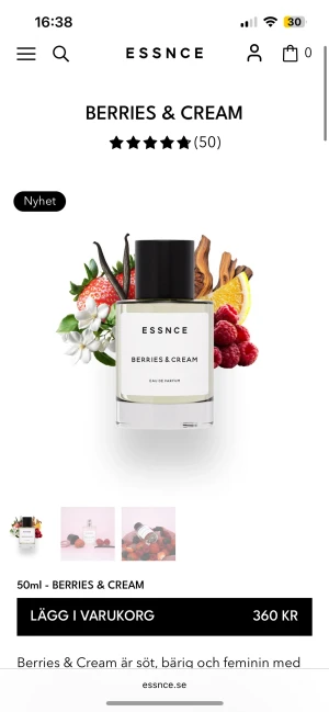 Essnce Berries & Cream helt ny  - Berries & Cream från Essnce  i 50 ml. Helt ny endast testad ca 3 sprut !! Super god men säljer pga av min mamma hade beställt samma parfym 🩷🩷 