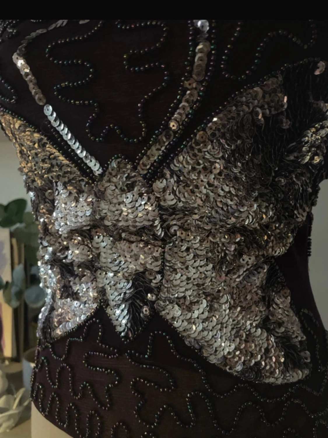 Paljettlinnetopp med fjärilsmotiv - 3