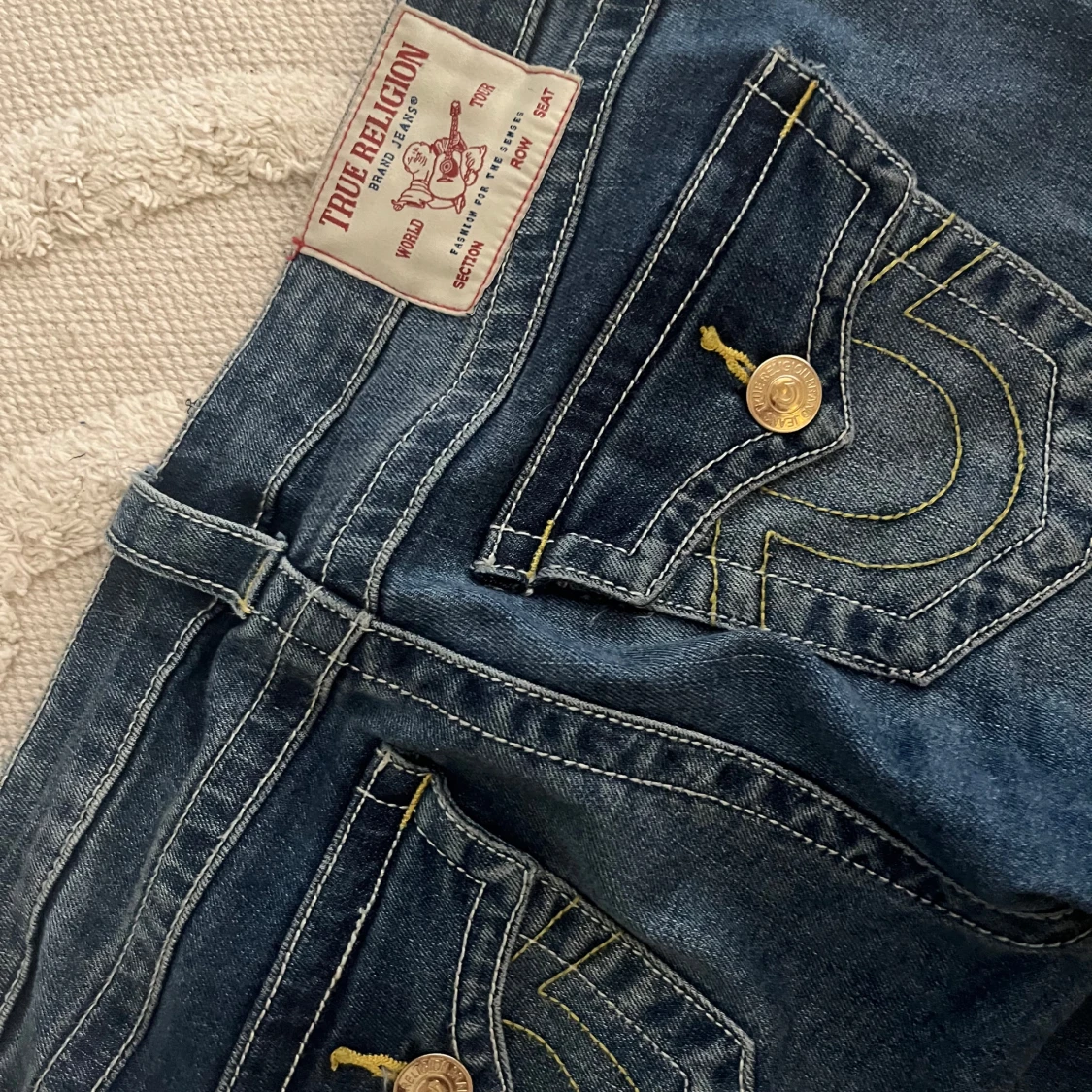 True religion blå bootcut jeans med broderade fickor - 4