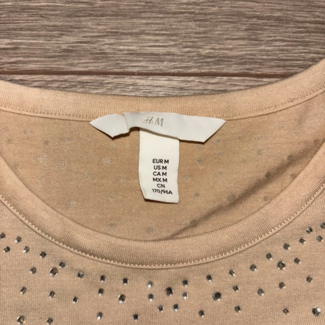 Beige långärmad topp med strass H&M - 1