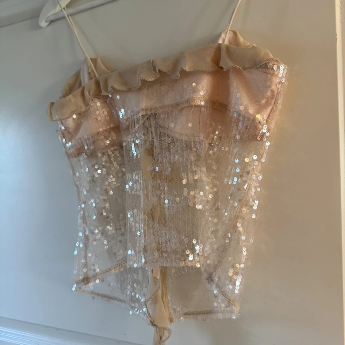 Glittrig beige paljettopp Emmabelin XS-S - 4