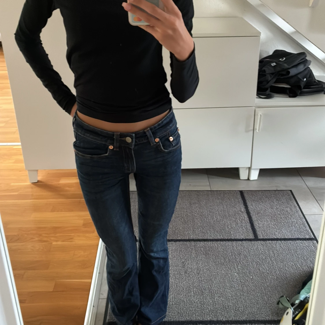 Mörkblå bootcut jeans XXS - 3