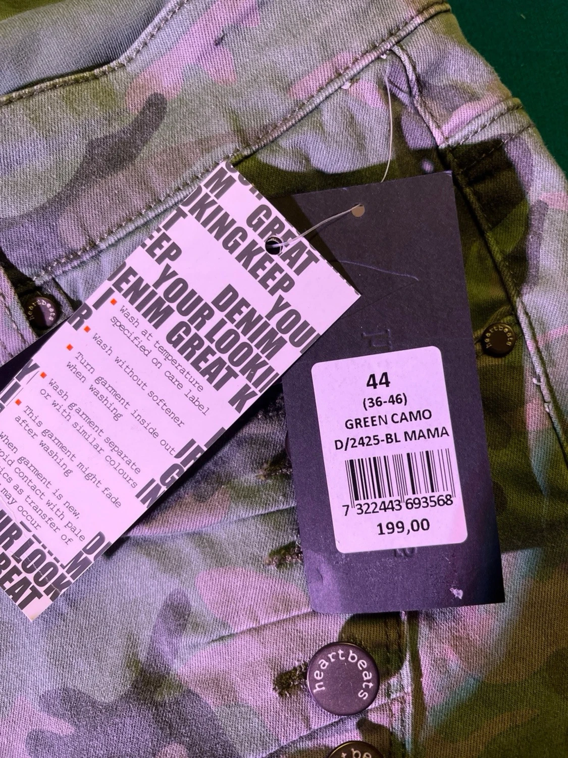 Camo jeansbyxor med knappar, strl 44 - 1