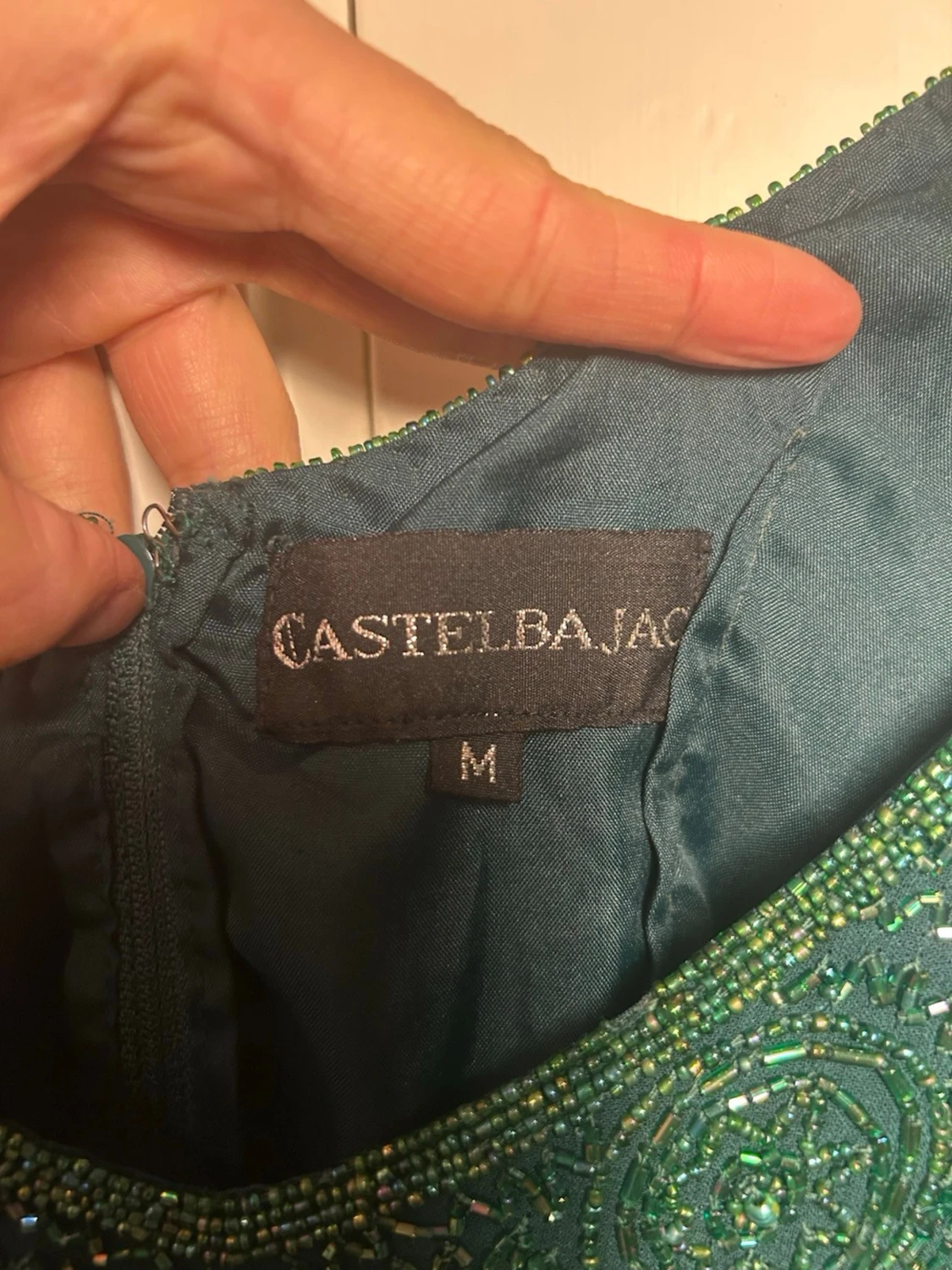 Grön pärlbroderad kortklänning Castelbajac - 2