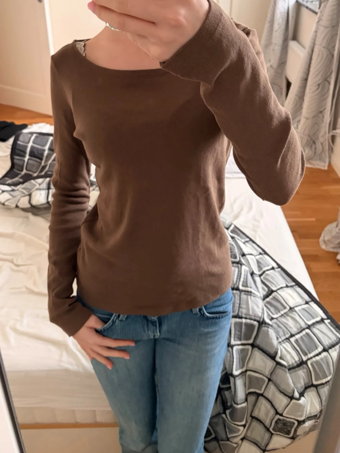 Brun långärmad topp