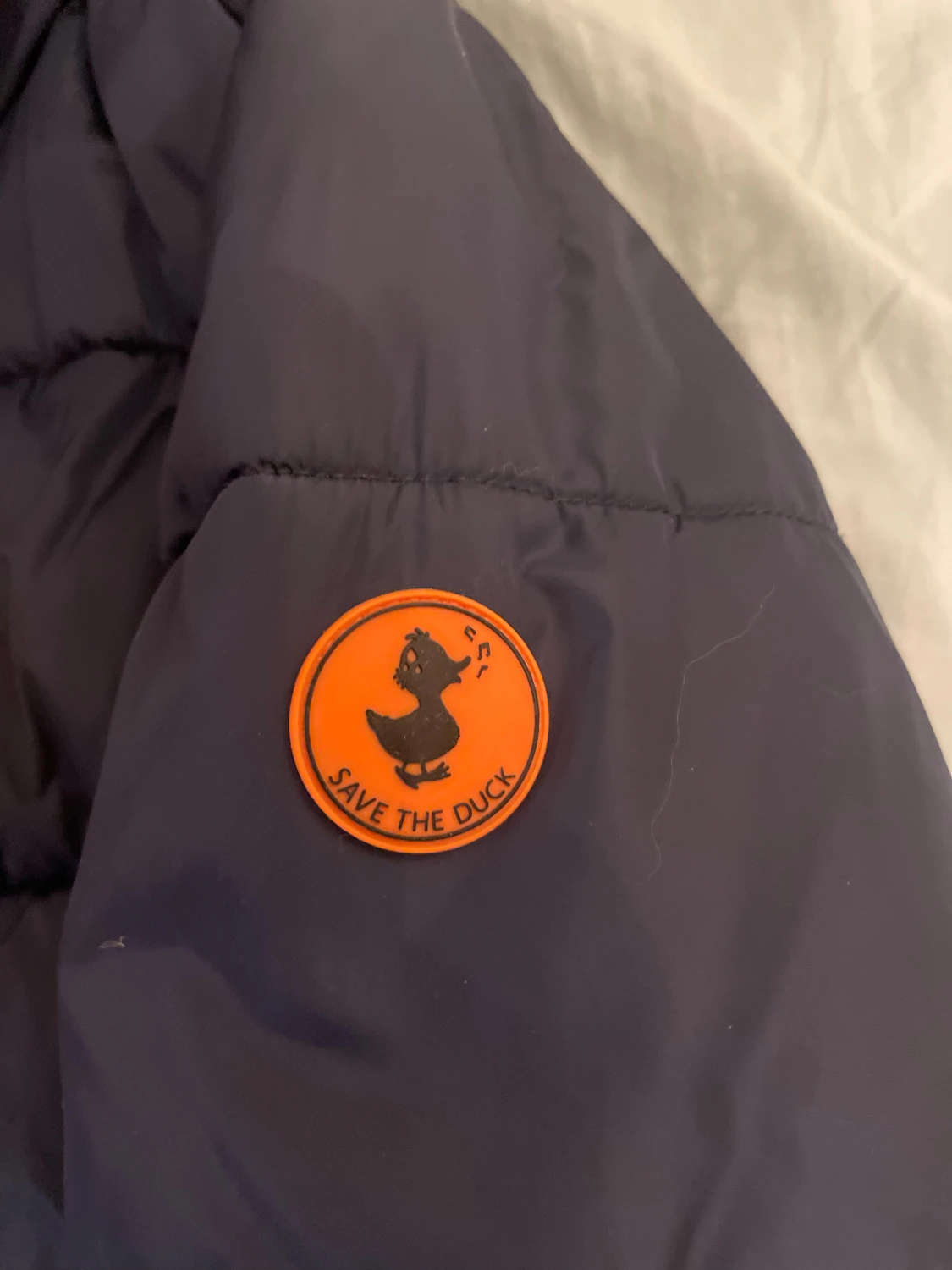 Mörkblå  lång pufferjacka Save The Duck - 1