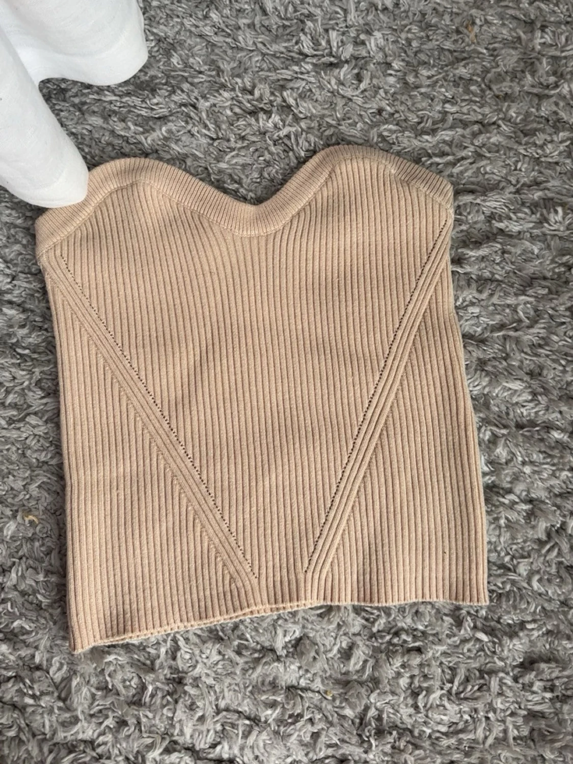 Beige ribbad tubtopp - 1