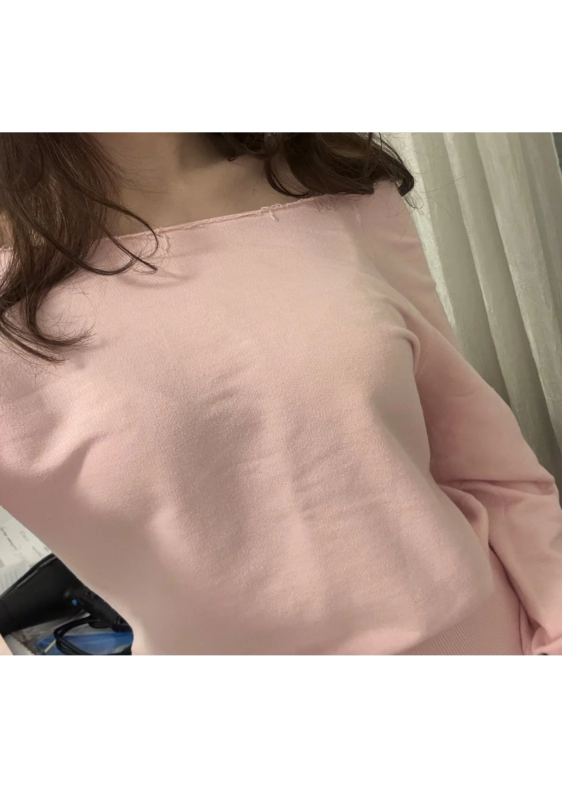 vintage y2k off shoulder baby pink sweater  - 2