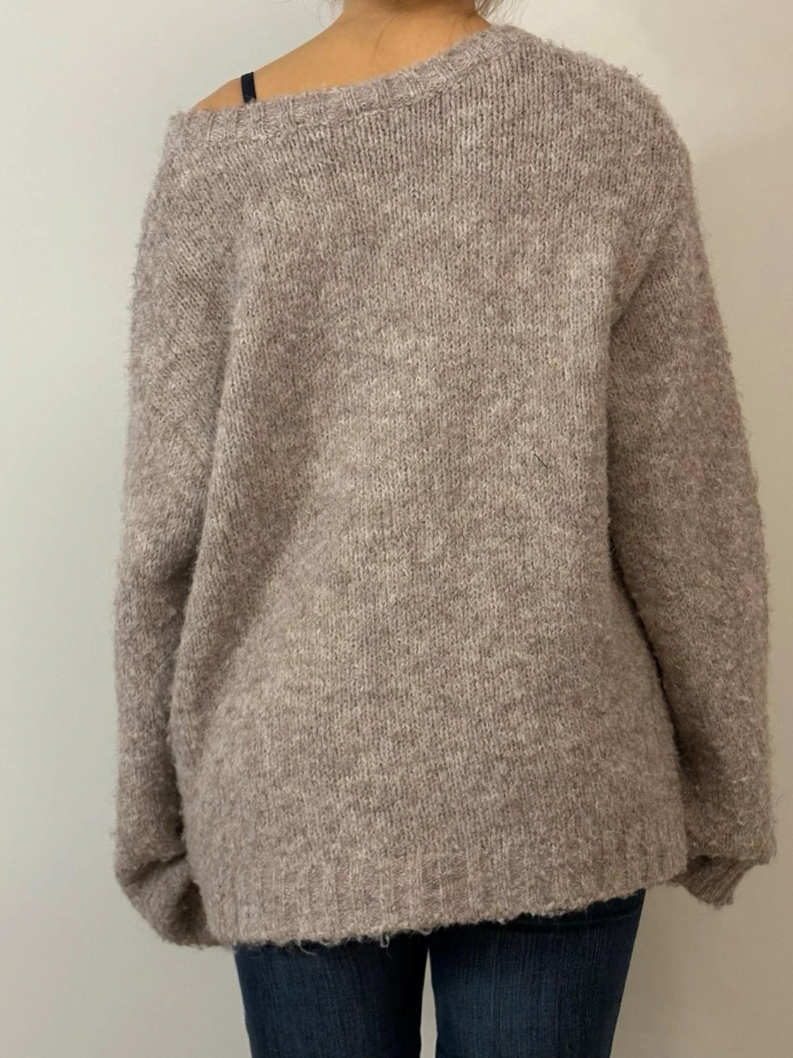 Beige oversized stickad tröja - 3