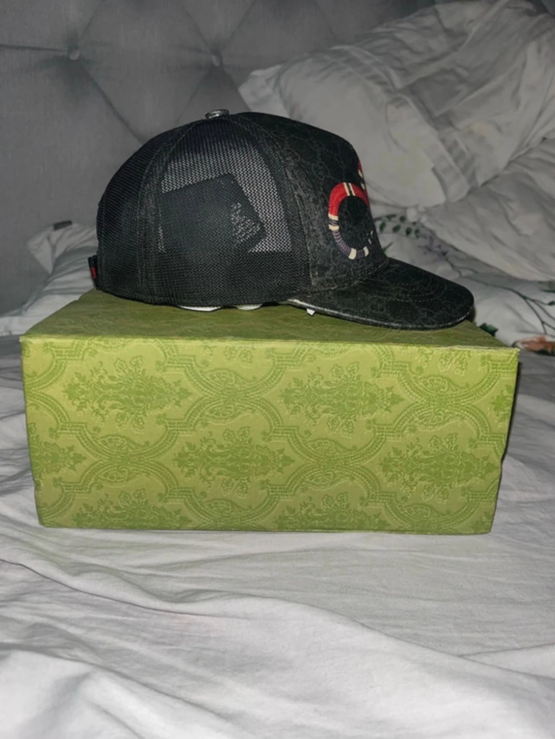 Svart Gucci keps med ormtryck - 3