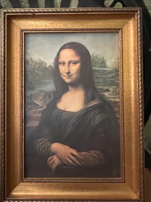 Mona Lisa tavla  köpt på Lauvren   Paris - Mona Lisa Tavla köpt på Lauvren  i Paris   I fint skick  35 cm lång och cs 24 cm2 bred 