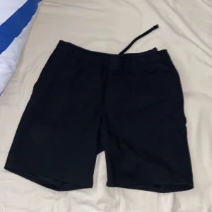 Svarta shorts från Zara med snörning - Svarta shorts från Zara med elastisk midja och snörning. De har en enkel och clean design, perfekt för chill dagar. Materialet känns mjukt och bekvämt, och passformen är normal. Snygga att matcha med en hoodie eller t-shirt.