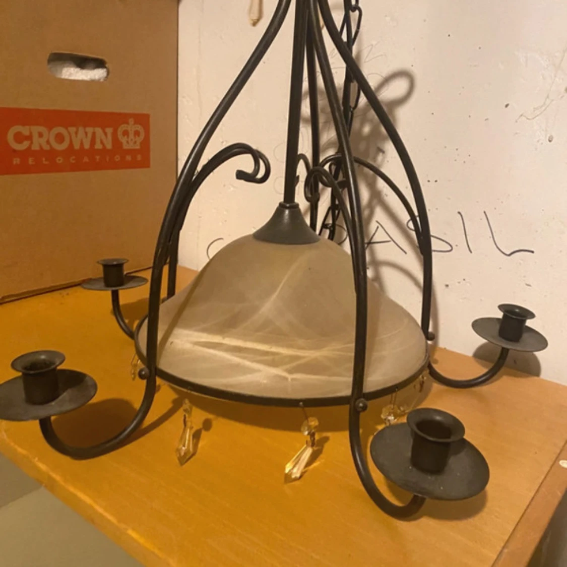 Taklampa med smidesdetaljer och glas - 3