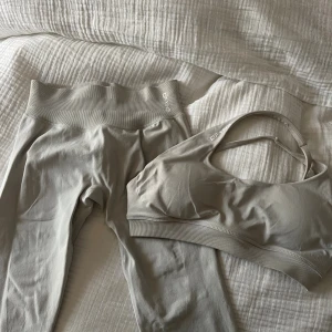 DFYNE sett - Säljer två par seamless tights från DFYNE + toppar till. Svart och i lunar rock. Strl S. Knappt använda.                                                    Byxa + topp= 700kr