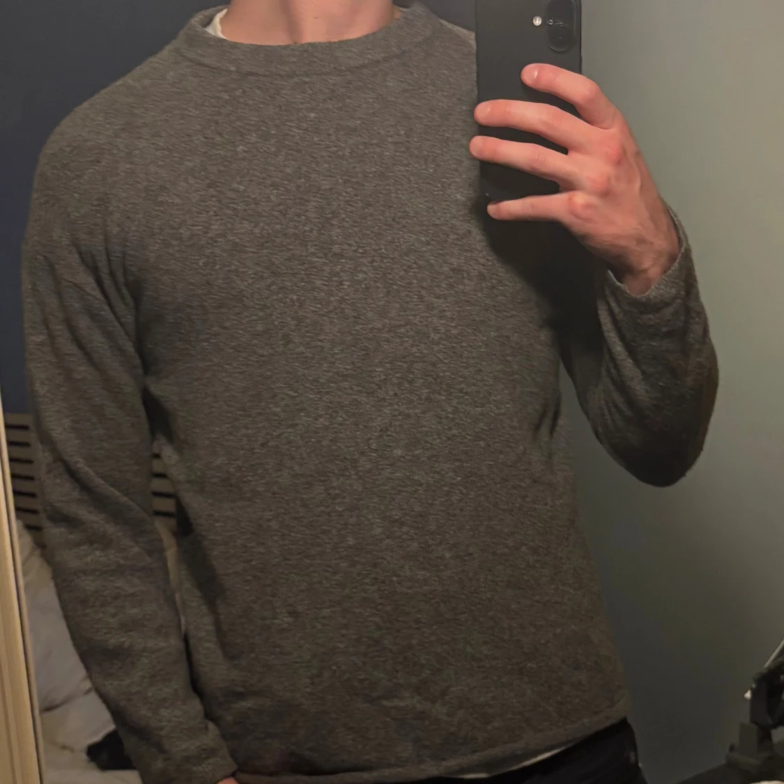 Grå stickad tröja i ull från Massimo dutti