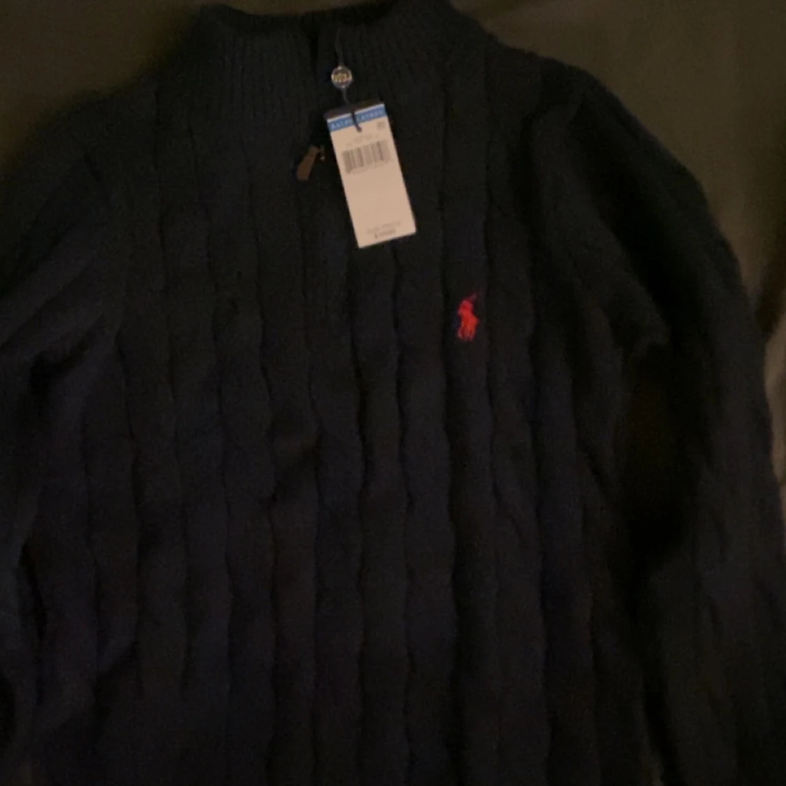 Mörkblå kabelstickad tröja Polo Ralph Lauren