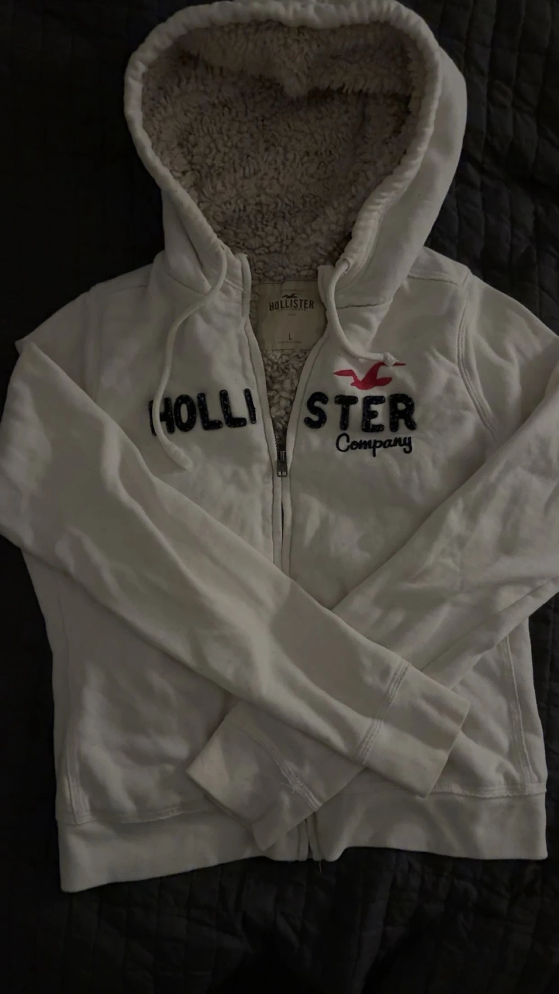 y2k hollister zip up hoodie fodrad teddy - 2