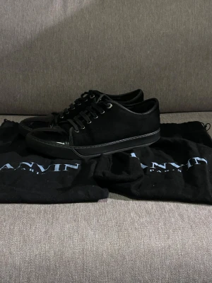 Lanvin skor - Säljer dessa snygga svarta lanvins i rätt gott skick (se bilderna för att avgöra). 2 dustbags medföljer. Creasing förekommer samt en liten spricka på ena tån (syns knappt) storlek UK 7 ~ 41/42.