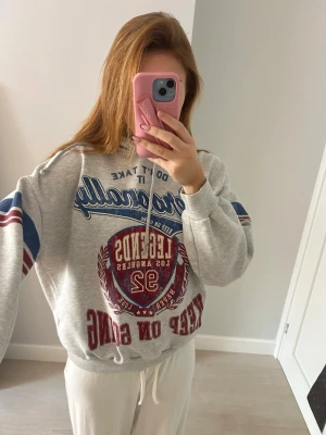 Hoodie med tryck - Väldigt najs hoodie med coolt tryck, perfekt till skidsäsongen med afterski! Väldigt bra skick och inga större tecken på användning eller fläckar. 