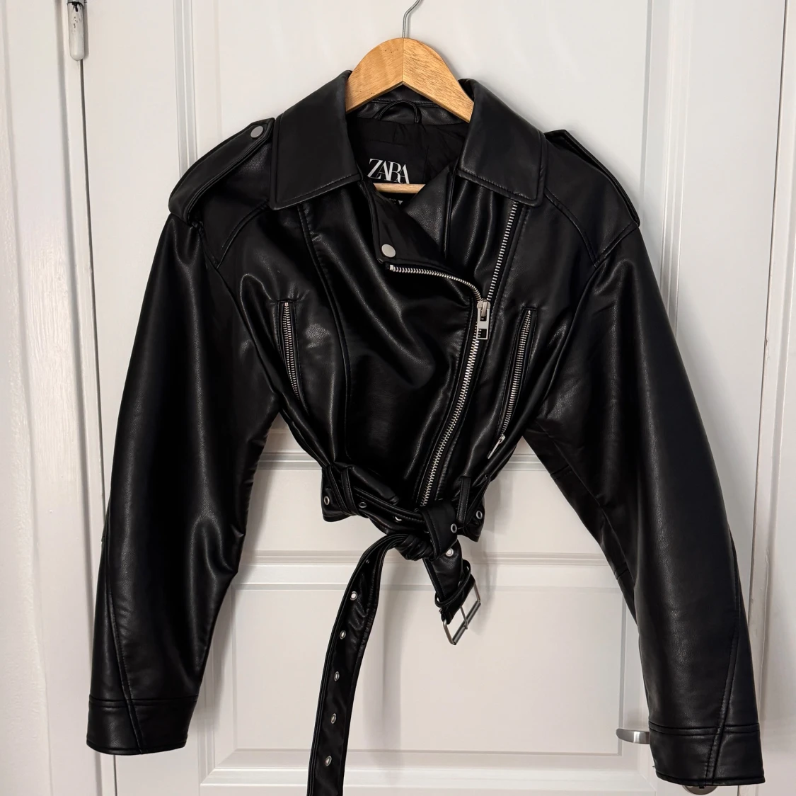 ZARA - Leather effect cropped biker jacket - 1