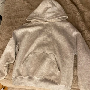 Grå hoodie från Gina Tricot - Använd några gånger och som på bilden så är det lite smink uppe vid kragen men inget annat fel på den bortseende från sminket, men det borde gå att tvätta bort!