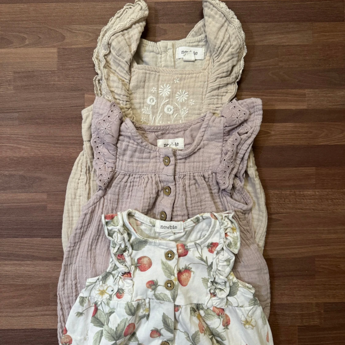 Set med tre rompers, 56 - 1