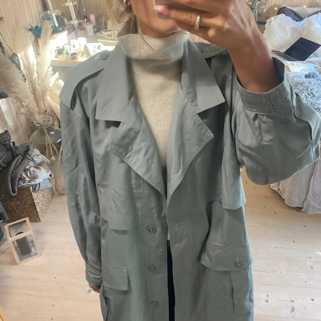 Blå / grå trenchcoat  - 3