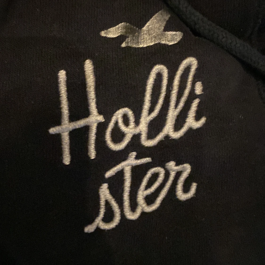 Fodrad Marinblå zip hoodie från Hollister  - 3
