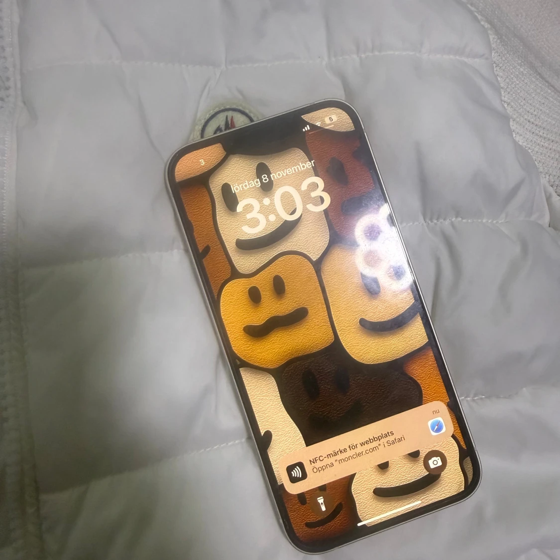 Vit quiltad Moncler pufferjacka - 3